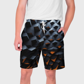 Мужские шорты 3D с принтом Объемные углы в Новосибирске,  полиэстер 100% | прямой крой, два кармана без застежек по бокам. Мягкая трикотажная резинка на поясе, внутри которой широкие завязки. Длина чуть выше колен | 