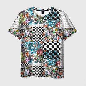 Мужская футболка 3D с принтом Graffiti Mix , 100% полиэфир | прямой крой, круглый вырез горловины, длина до линии бедер | 