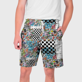 Мужские шорты 3D с принтом Graffiti Mix в Петрозаводске,  полиэстер 100% | прямой крой, два кармана без застежек по бокам. Мягкая трикотажная резинка на поясе, внутри которой широкие завязки. Длина чуть выше колен | 