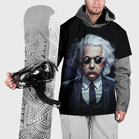 Накидка на куртку 3D с принтом Альберт Эйнштейн в черных очках и смокинге в Белгороде, 100% полиэстер |  | 