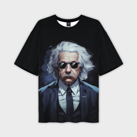 Мужская футболка oversize 3D с принтом Альберт Эйнштейн в черных очках и смокинге в Тюмени,  |  | 