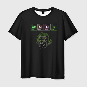 Мужская футболка 3D с принтом Альберт Эйнштейн   genius , 100% полиэфир | прямой крой, круглый вырез горловины, длина до линии бедер | 