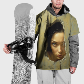 Накидка на куртку 3D с принтом Девушка выглядывает в Петрозаводске, 100% полиэстер |  | 