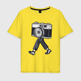 Мужская футболка хлопок Oversize с принтом Бродячий фотограф в Белгороде, 100% хлопок | свободный крой, круглый ворот, “спинка” длиннее передней части | 