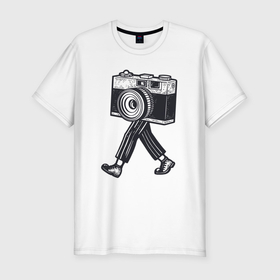 Мужская футболка хлопок Slim с принтом Бродячий фотограф в Белгороде, 92% хлопок, 8% лайкра | приталенный силуэт, круглый вырез ворота, длина до линии бедра, короткий рукав | 