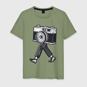 Мужская футболка хлопок с принтом Бродячий фотограф в Санкт-Петербурге, 100% хлопок | прямой крой, круглый вырез горловины, длина до линии бедер, слегка спущенное плечо. | 