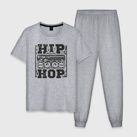 Мужская пижама хлопок с принтом Хип хоп стиль в Кировске, 100% хлопок | брюки и футболка прямого кроя, без карманов, на брюках мягкая резинка на поясе и по низу штанин
 | 
