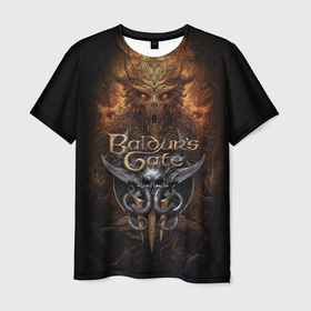 Мужская футболка 3D с принтом Baldurs Gate 3  demon в Белгороде, 100% полиэфир | прямой крой, круглый вырез горловины, длина до линии бедер | 