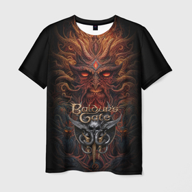 Мужская футболка 3D с принтом Baldurs Gate 3 logo     demon в Екатеринбурге, 100% полиэфир | прямой крой, круглый вырез горловины, длина до линии бедер | 