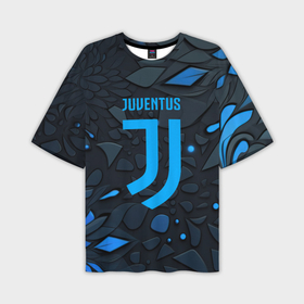 Мужская футболка oversize 3D с принтом Juventus blue logo в Новосибирске,  |  | 