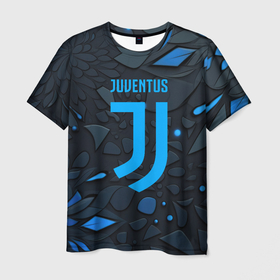 Мужская футболка 3D с принтом Juventus blue logo в Новосибирске, 100% полиэфир | прямой крой, круглый вырез горловины, длина до линии бедер | 