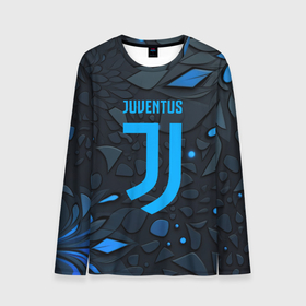 Мужской лонгслив 3D с принтом Juventus blue logo в Новосибирске, 100% полиэстер | длинные рукава, круглый вырез горловины, полуприлегающий силуэт | Тематика изображения на принте: 