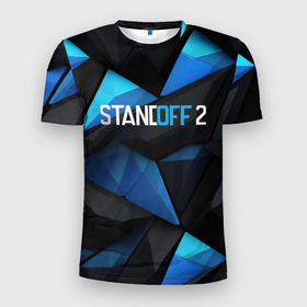 Мужская футболка 3D Slim с принтом Blue logo Standoff 2 в Белгороде, 100% полиэстер с улучшенными характеристиками | приталенный силуэт, круглая горловина, широкие плечи, сужается к линии бедра | 