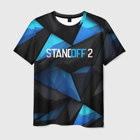 Мужская футболка 3D с принтом Blue logo Standoff 2 в Курске, 100% полиэфир | прямой крой, круглый вырез горловины, длина до линии бедер | 