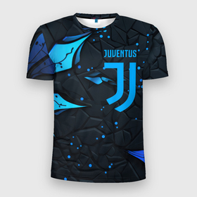 Мужская футболка 3D Slim с принтом Juventus abstract blue logo в Тюмени, 100% полиэстер с улучшенными характеристиками | приталенный силуэт, круглая горловина, широкие плечи, сужается к линии бедра | 