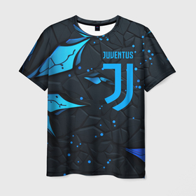 Мужская футболка 3D с принтом Juventus abstract blue logo в Новосибирске, 100% полиэфир | прямой крой, круглый вырез горловины, длина до линии бедер | 