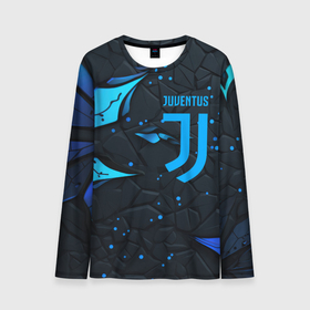 Мужской лонгслив 3D с принтом Juventus abstract blue logo в Новосибирске, 100% полиэстер | длинные рукава, круглый вырез горловины, полуприлегающий силуэт | 