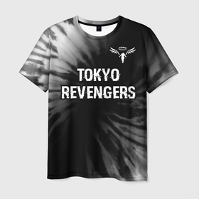 Мужская футболка 3D с принтом Tokyo Revengers glitch на темном фоне: символ сверху в Петрозаводске, 100% полиэфир | прямой крой, круглый вырез горловины, длина до линии бедер | Тематика изображения на принте: 