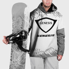 Накидка на куртку 3D с принтом Genesis speed на светлом фоне со следами шин в Санкт-Петербурге, 100% полиэстер |  | 