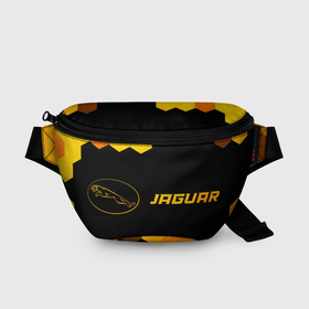 Поясная сумка 3D с принтом Jaguar   gold gradient: надпись и символ в Санкт-Петербурге, 100% полиэстер | плотная ткань, ремень с регулируемой длиной, внутри несколько карманов для мелочей, основное отделение и карман с обратной стороны сумки застегиваются на молнию | 