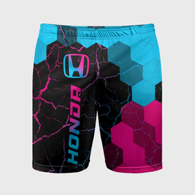 Мужские шорты спортивные с принтом Honda   neon gradient: по вертикали в Тюмени,  |  | 