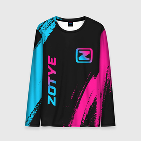 Мужской лонгслив 3D с принтом Zotye   neon gradient: надпись, символ в городе Новоалтайск, 100% полиэстер | длинные рукава, круглый вырез горловины, полуприлегающий силуэт | 