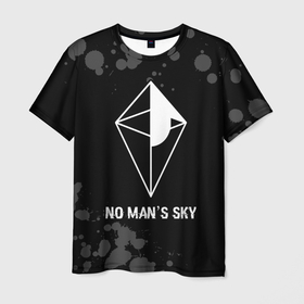 Мужская футболка 3D с принтом No Mans Sky glitch на темном фоне в Петрозаводске, 100% полиэфир | прямой крой, круглый вырез горловины, длина до линии бедер | 