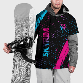 Накидка на куртку 3D с принтом Skyrim   neon gradient: надпись, символ в Петрозаводске, 100% полиэстер |  | 