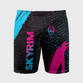 Мужские шорты спортивные с принтом Skyrim   neon gradient: надпись, символ в Курске,  |  | 