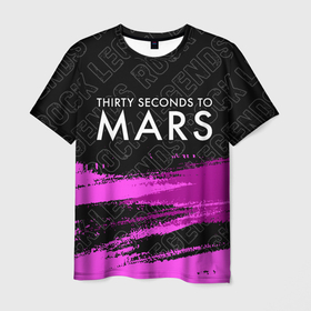 Мужская футболка 3D с принтом Thirty Seconds to Mars rock legends: символ сверху в Санкт-Петербурге, 100% полиэфир | прямой крой, круглый вырез горловины, длина до линии бедер | 