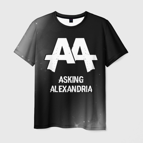 Мужская футболка 3D с принтом Asking Alexandria glitch на темном фоне , 100% полиэфир | прямой крой, круглый вырез горловины, длина до линии бедер | Тематика изображения на принте: 