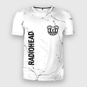 Мужская футболка 3D Slim с принтом Radiohead glitch на светлом фоне: надпись, символ в Курске, 100% полиэстер с улучшенными характеристиками | приталенный силуэт, круглая горловина, широкие плечи, сужается к линии бедра | Тематика изображения на принте: 