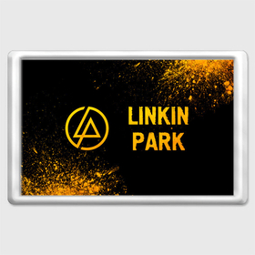 Магнит 45*70 с принтом Linkin Park   gold gradient: надпись и символ в Тюмени, Пластик | Размер: 78*52 мм; Размер печати: 70*45 | 