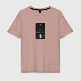 Мужская футболка хлопок Oversize с принтом Girl on the beach в Тюмени, 100% хлопок | свободный крой, круглый ворот, “спинка” длиннее передней части | Тематика изображения на принте: 