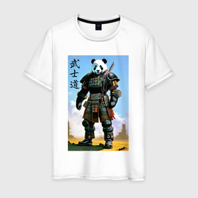 Мужская футболка хлопок с принтом Панда   бусидо   кодекс самурая , 100% хлопок | прямой крой, круглый вырез горловины, длина до линии бедер, слегка спущенное плечо. | 