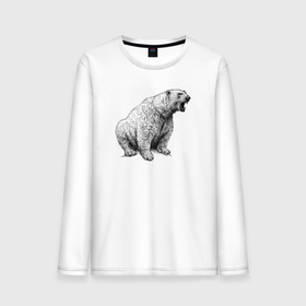 Мужской лонгслив хлопок с принтом Белый медведь рычит в Петрозаводске, 100% хлопок |  | Тематика изображения на принте: 