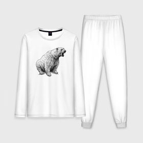 Мужская пижама с лонгсливом хлопок с принтом Белый медведь рычит в Санкт-Петербурге,  |  | Тематика изображения на принте: 