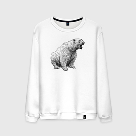 Мужской свитшот хлопок с принтом Белый медведь рычит в Санкт-Петербурге, 100% хлопок |  | Тематика изображения на принте: 