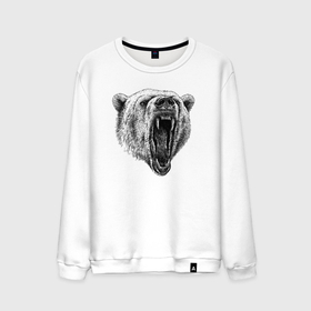 Мужской свитшот хлопок с принтом Белый медведь морда в Санкт-Петербурге, 100% хлопок |  | Тематика изображения на принте: 