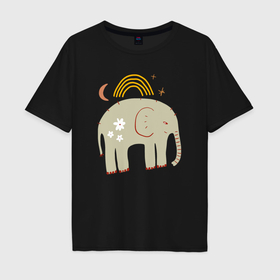 Мужская футболка хлопок Oversize с принтом Elephants world в Новосибирске, 100% хлопок | свободный крой, круглый ворот, “спинка” длиннее передней части | Тематика изображения на принте: 