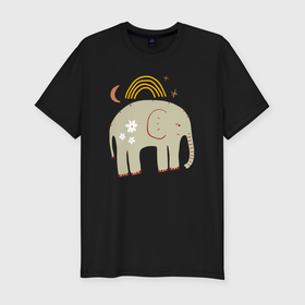 Мужская футболка хлопок Slim с принтом Elephants world в Новосибирске, 92% хлопок, 8% лайкра | приталенный силуэт, круглый вырез ворота, длина до линии бедра, короткий рукав | Тематика изображения на принте: 