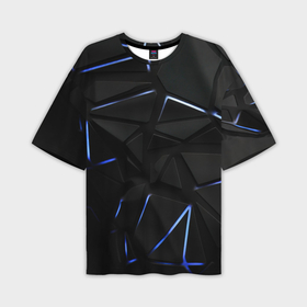 Мужская футболка oversize 3D с принтом Black texture neon line ,  |  | 