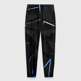 Мужские брюки 3D с принтом Black texture neon line , 100% полиэстер | манжеты по низу, эластичный пояс регулируется шнурком, по бокам два кармана без застежек, внутренняя часть кармана из мелкой сетки | 