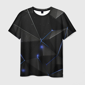Мужская футболка 3D с принтом Black geometry texture в Кировске, 100% полиэфир | прямой крой, круглый вырез горловины, длина до линии бедер | 