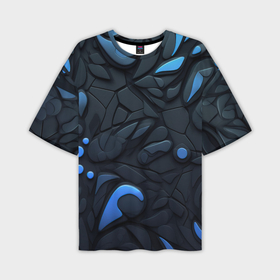 Мужская футболка oversize 3D с принтом Blue black abstract  texture в Кировске,  |  | 