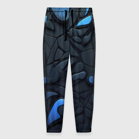 Мужские брюки 3D с принтом Blue black abstract  texture , 100% полиэстер | манжеты по низу, эластичный пояс регулируется шнурком, по бокам два кармана без застежек, внутренняя часть кармана из мелкой сетки | 