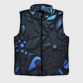 Мужской жилет утепленный 3D с принтом Blue black abstract  texture ,  |  | 