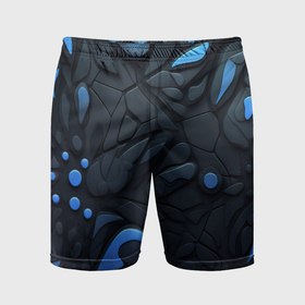 Мужские шорты спортивные с принтом Blue black abstract  texture в Екатеринбурге,  |  | 