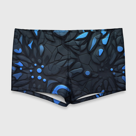 Мужские купальные плавки 3D с принтом Blue black abstract  texture в Екатеринбурге, Полиэстер 85%, Спандекс 15% |  | 