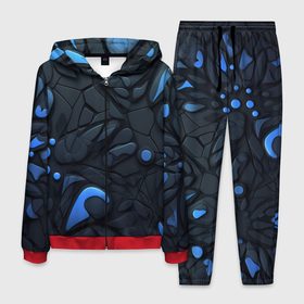 Мужской костюм 3D с принтом Blue black abstract  texture в Екатеринбурге, 100% полиэстер | Манжеты и пояс оформлены тканевой резинкой, двухслойный капюшон со шнурком для регулировки, карманы спереди | 